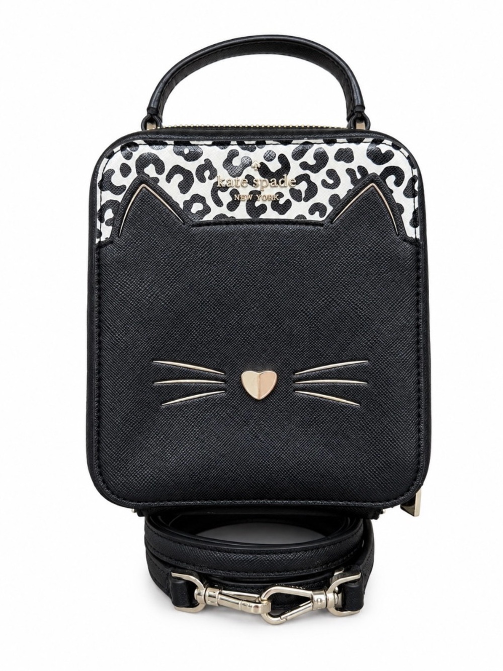 Kate Spade New York Meow Cat Daisy Vanity Crossbody Purse Black Kitty
